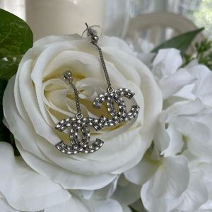 Chanel Rev Crystal Dangling CC Earrings